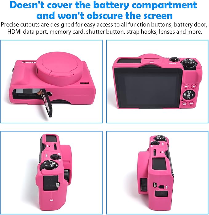 Easy Hood Camera Case for Canon Powershot G7 X Mark III Digital Camera, Silicone Soft Camera Case with Button Marker Removable Lens Cover Protective Body Skin for Canon G7X III DSLR Camera Rose
