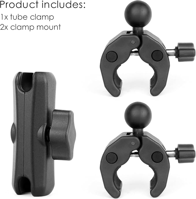 Double Super Clamp Camera Mount with Magic Arm for Chair/Photography Reflector/Light/Pole, Umbrella Clamp with 360° Rotation Double Ball Head Adapter for Golf Push Carts/Strollers/Wagons