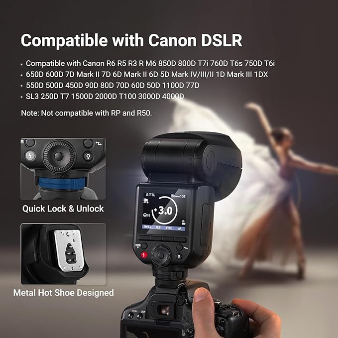 NEEWER Z2PRO-C 2.4G TTL Round Head Flash Speedlite Compatible with Canon, Wireless Compatible with Godox, Upgraded UI, 76Ws 1/8000s HSS, TTL/M TCM Switch, 7.2V/3000mAh Battery, 600 Full Power Flash