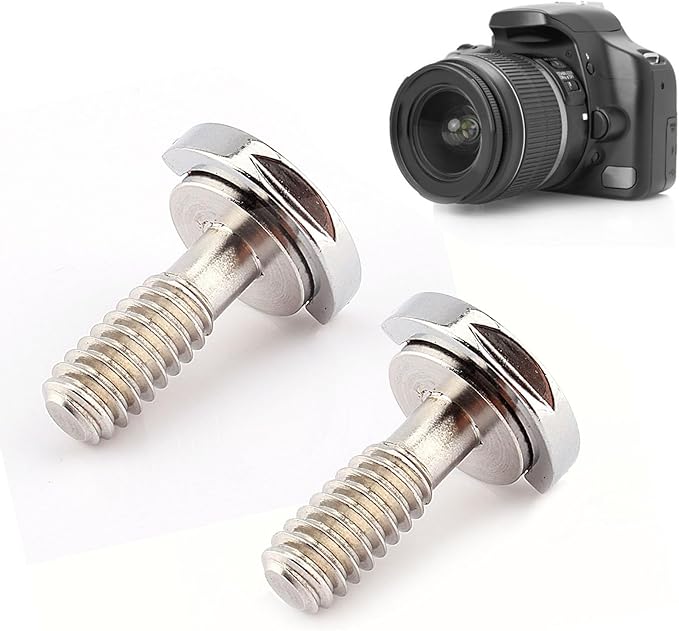 Gugxiom 2Pcs Stainless Steel Camera Screws, 1/4 Inch D Ring Screws for Quick Release Plate, Tripod Ball Head, Secure Camera Attachment