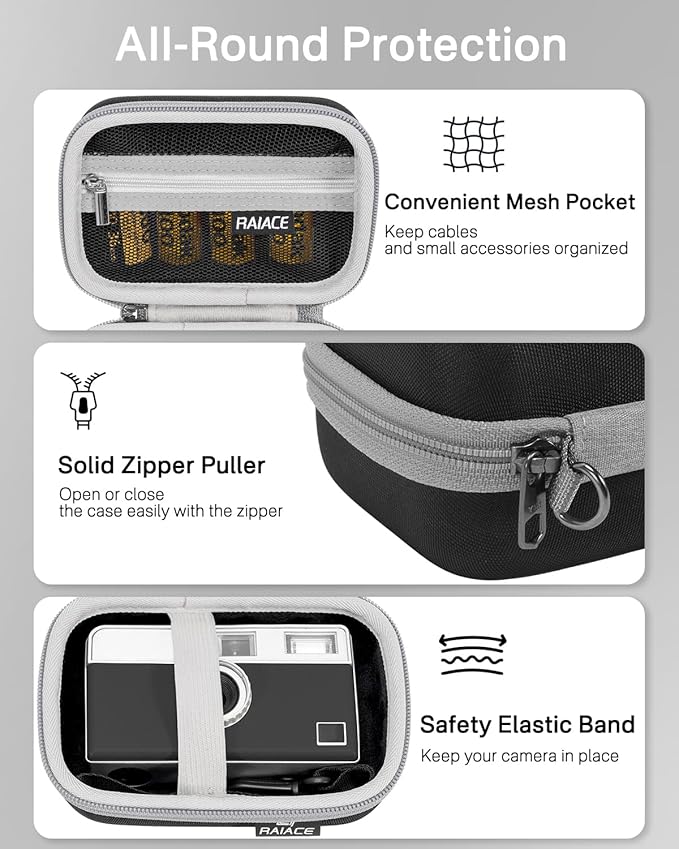RAIACE Hard Storage Case Compatible with KODAK EKTAR H35/ H35N Film Camera, Protective Carrying Bag for Digital Camera Case. (case only)-Black