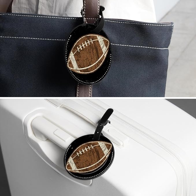 2 Pack Luggage Tags for Suitcases Leather Name Travel Tags for Luggage ID Label Bag Tags, Vintage Old Football Soccer Sports Ball