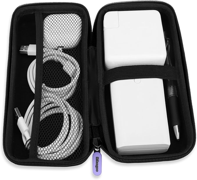 iMangoo Travel Essentials Electronics Organizer Charger Case Portable Dual Zipper Shockproof Pouch Tech Purse Cord Cable Pouches Power Bank Storage Accessories Bag for Women Men, 8.5x4.5x2 Purple