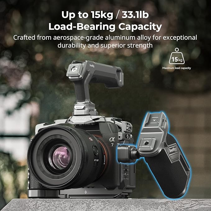 SMALLRIG Quick Release Rotating Side Handle with Integrated NATO Rail, NATO Side Handgrip for DLSR Camera Cage Kit, Left or Right Side Adjustable, HawkLock H21-4485