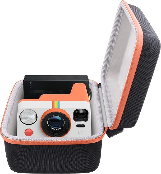 khanka Hard Carrying Case for Polaroid Now 3rd Gen I-Type,Now+ 3rd,Now 2nd,Now+ 2nd Gen,Flip,Originals Now I-Type,Originals Now+,I-2,OneStep+,OneStep 2 Instant Film Camera(Orange Zipper)