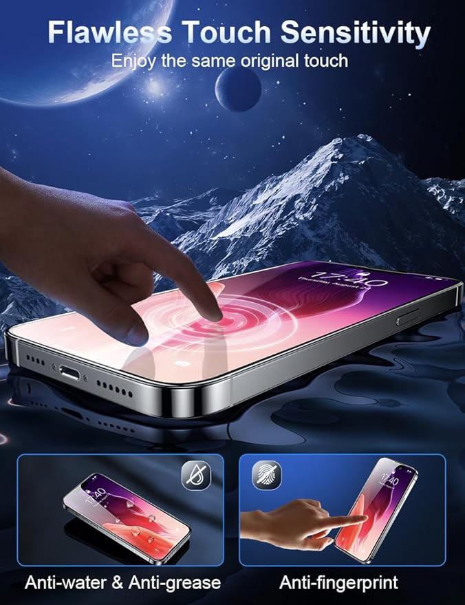 ruwa Screen Protector for iPhone 14 Pro [6.1 Inch][2-Pack] Tempered Glass with Easy Installation Frame, HD Clear, Anti-Scratch, 9H Hardness