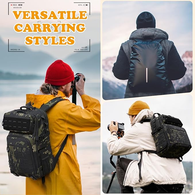 HAMBOLY Professional Camera Bag Backpack, Large Waterproof Photography Bag Case for DSLR/SLR/Mirrorless Camera with Tripod Holder/15.6’’ Laptop Compartment/Rain Cover