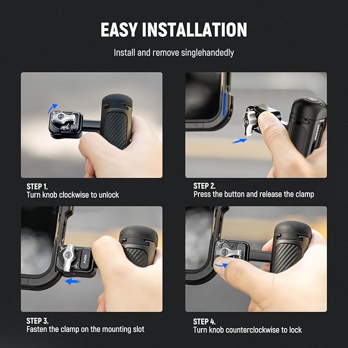 NEEWER Bluetooth Quick Release Side Handle with Capped Anti Off Cold Shoe Compatible with iPhone 16 Pro/16 Pro Max Xiaomi 15 Ultra Galaxy S25 Ultra Phone Cage, PA145E