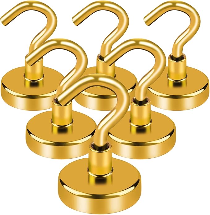 LOVIMAG Cruise Essentials Must Haves, 50Lbs Yellow Magnets, Strong Magnetic Hooks for Hanging, 6 Pack