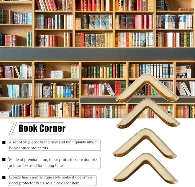 50pcs Scrapbooking Photo Mounting Corners Book Albums Menus Notebook Folder File Corner Protectors(C086 Brass)