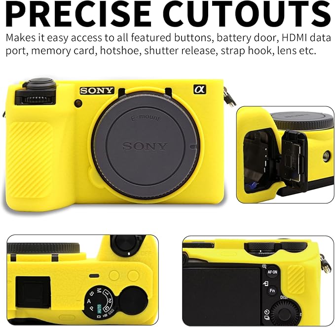 Easy Hood Camera Case for Sony Alpha 6700, Soft Silicone Protective Cover a6700 DSLR Camera Anti-Scratch Slim Fit Body Skin Protector Housing Sleeve for Sony A6700 Mirrorless Camera Yellow