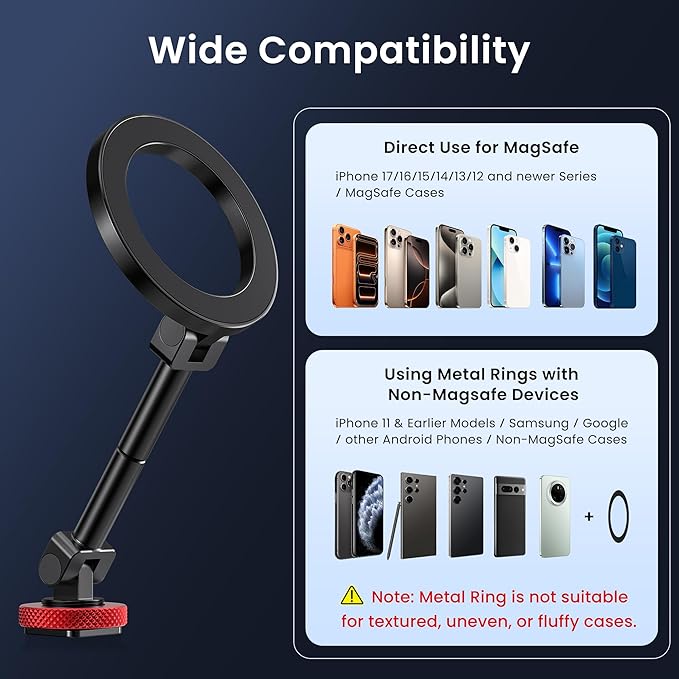 Itramax Magnetic Phone Tripod Mount,360° Rotatable Mag/safe Cold Shoe Tripod Phone Adapter Holder with 1/4" Threaded Hole for iPhone 17 Pro Max 16 15 Plus 14 13 12,Samsung,Canon Nikon Sony DSLR Camera