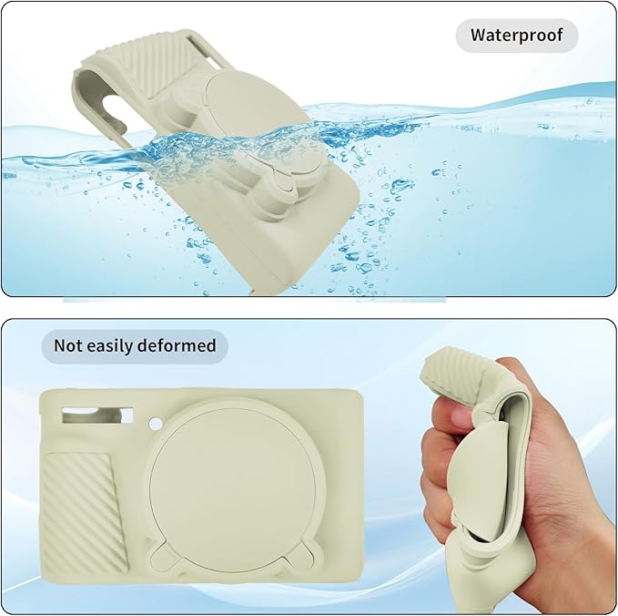 Easy Hood SX740 Camera Case, SX740 Camera Cover Silicone Sleeve Protective Case, Anti-scratch Soft Camera Body Skin for Canon PowerShot SX740/SX730 HS Digital Camera,Beige