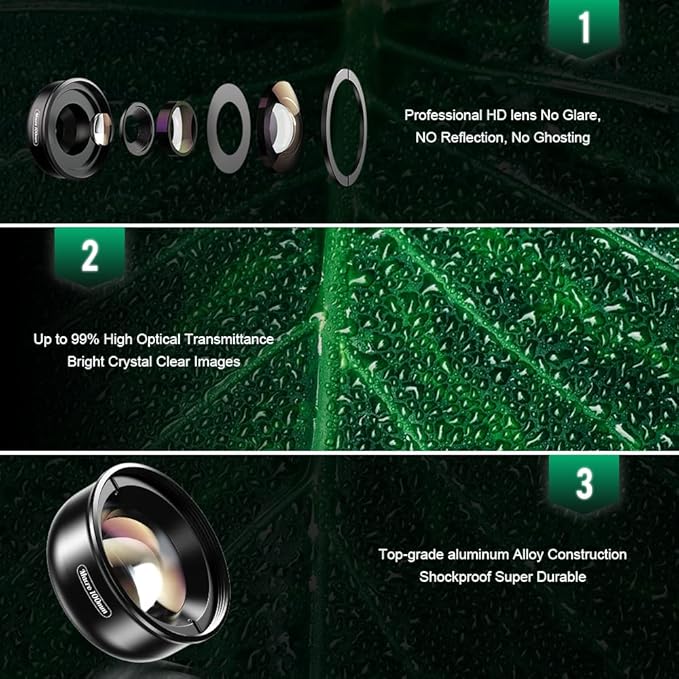 10X Macro Lens for Smartphone, Micro Photography Lens Attachment with CPL Filter and Universal Clip, Micro Phone Lens for Professional Macro Photography of Flowers Jewelry Food Details