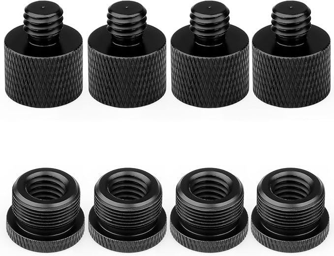 Mic Stand Adapter 3/8 Female to 5/8 Male Microphone Stand Adapter and 5/8 Female to 3/8 Male Mic Thread Adapter for Blue Yeti Snowball Boom Arm Mic Stand Mount to Tripod, Combo 8 Pack by ChromLives