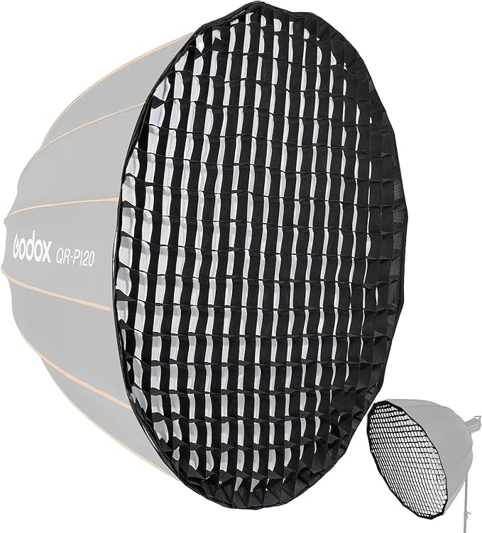 Honeycomb Grid for Godox QR-P120/P120L/P120H & 47.2" 16-Rod Parabolic Softbox - Precision Light Control Grid (Softbox Grid Only)