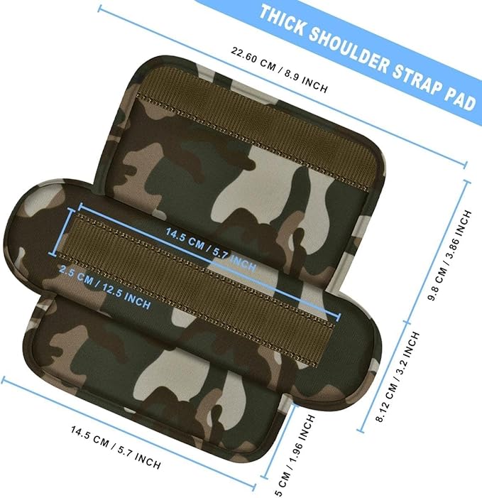 ZINZ 2-Pack Tactical Shoulder Pad, Ultra-Thick Comfort Cushion for Vest Straps, Backpacks, Breathable & Shock-Absorbing,Camouflage-Green