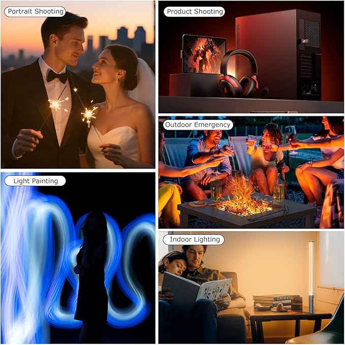 RGB Light Wand, 10W LED Video Lighting Wand Stick for Vlog TikTok YouTube Studio Photography Recording Streaming, 2500K~9900K CRI96+ TLCI98+ 24 Pixel Effects LED Tube Light Bar with APP Control