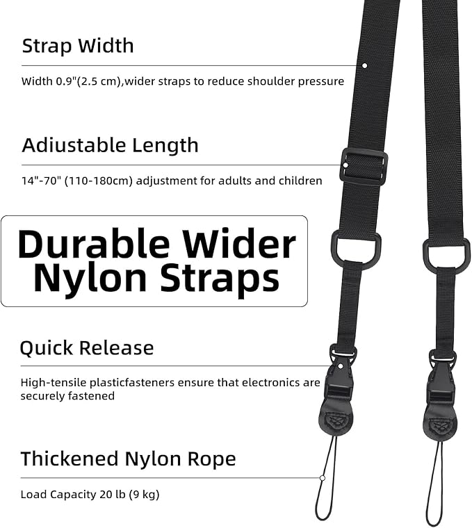 3 Pack Adjustable Shoulder Strap Universal Replacement Nylon Neck Camera Lanyard Quick Release Shoulder Strap for iPad Tablet Case Camera Binocular Crossbody Laptop Luggage Bag