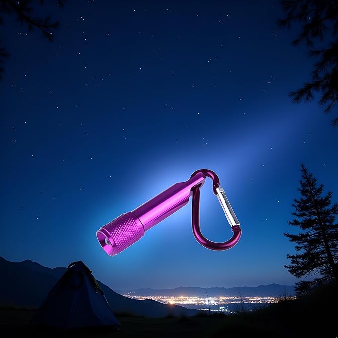 BWESOO Purple Mini Bright Key Ring Portable Pocket Torch,Keychain LED Flashlight, Bike Headlights for EDC, Night Reading, Camping, Power Outage, Emergency Sports and Outdoors