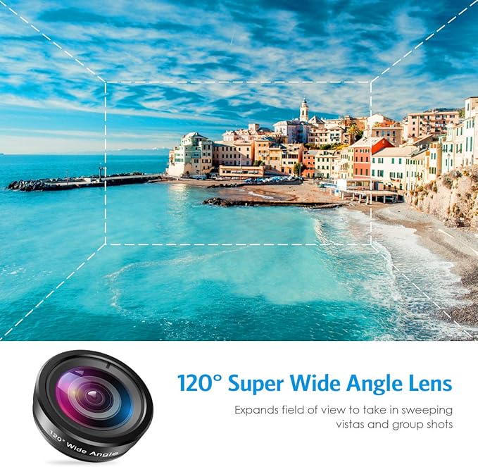 AMIR Phone Camera Lens, 198°Fisheye Lens, 120° Super Wide Angle 20X Macro for TIK Tok, Vlog Video, Clip on Phone for iPhone 12 12 Pro, 11, XS, XR 8 7 Plus 7, Samsung, Smartphones