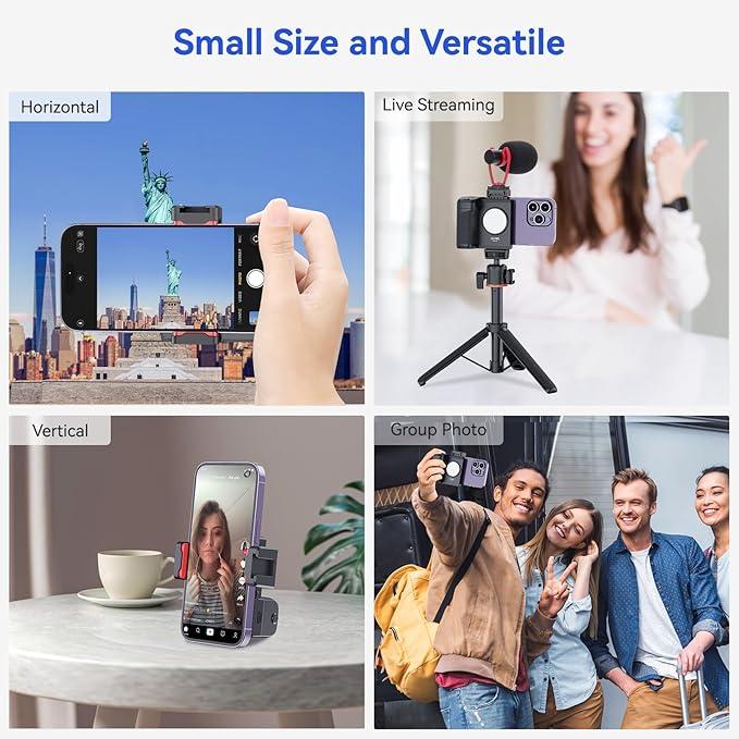 UURIG PH-14 Smartphone Camera Shutter Handle Grip w Detachable Wireless Bluetooth Remote Control,Three-Gear Adjustable Fill Light for iPhone Samsung Google OnePlus Phones Video/Photo Shooting