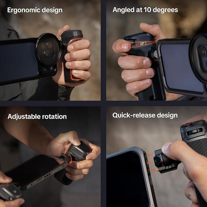 PGYTECH ProShot Phone Video Cage Kit for iPhone 17 Pro, Quick Release Dual Handle Grip Rig with Bluetooth Remote, Aluminum Phone Cage with Cold Shoe 67mm Filter Ring for Vlogging/Phone Photographer