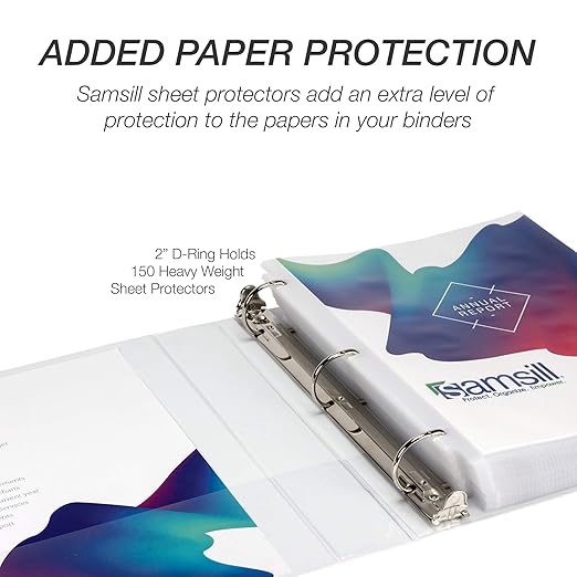 Samsill Durable 2 inch 3 Ring Binder, Made in USA, D Ring Binder, FSC 100% Recycled Chipboard, White