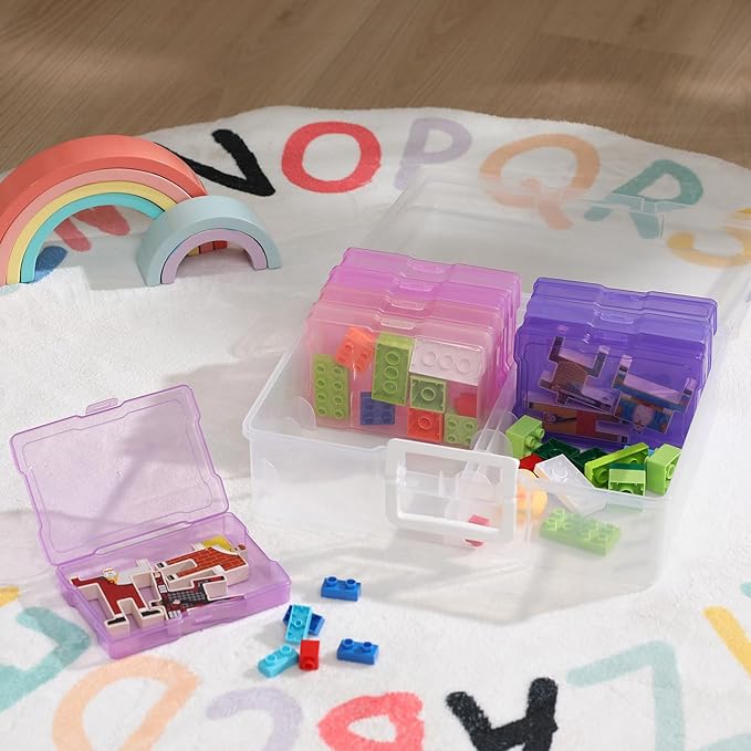 Party Club of America 4"x6" Photo Storage Box with Handle Photo Case Craft Keeper Picture Storage Containers 16 Inner Photo Organizer Large Gradient Pink-Purple Series