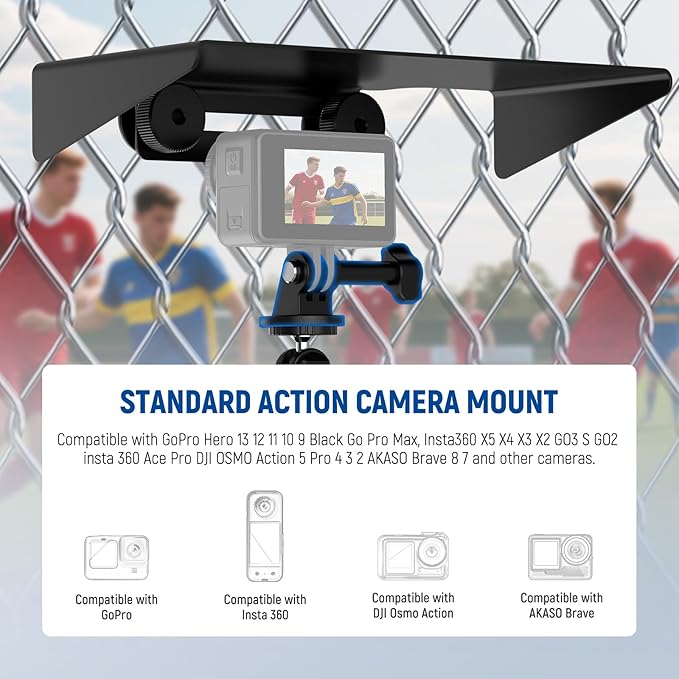 NEEWER Magnetic Phone Fence Mount with Shade Compatible with iPhone Mevo Start GoPro Insta360 DJI Pocket Radar Gamechanger, Baseball Tennis Games Streaming Video Recording Mounting Accessories, CA145