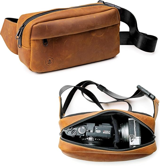 Evergreen Legacy Compact Camera Sling/Genuine Leather/Cross-body Bag/Compatible with Fujifilm X100 Series, X-Pro 3, XT4, Leica M6