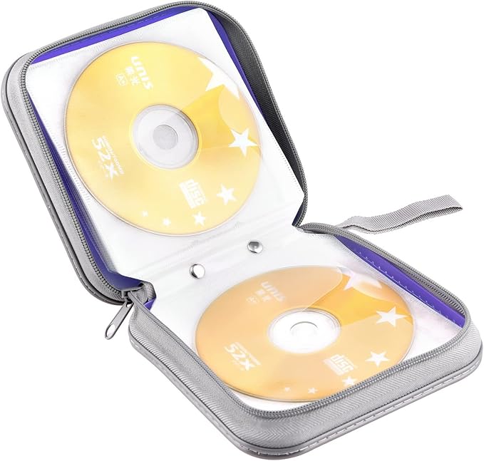 CD Case, Bivisen DVD Case Wallet Holder Binder 48 Capacity CD/DVD Cases Storage Holder Binder Organizer Wallet Book for Car Home Travel (Light Purple)