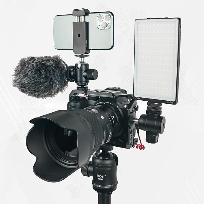 SIOTI Tripod Mini Ball Head, with Cold Shoe Mount, Panoramic 360° Vertical Pan 90°, Compatible with Digital Camera/DSLR/Cell Phone/Monopod/Light Stand/Action Camera etc.