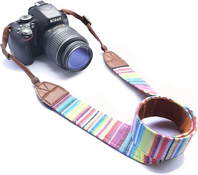 Alled Camera Neck Shoulder Belt Strap,Camera Straps for Women/Men for All DSLR/Nikon/Canon/Sony/Olympus/Samsung (Colorful Stripes)
