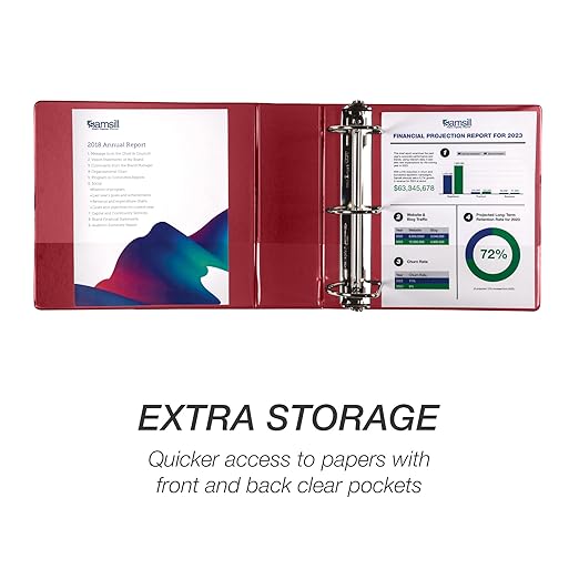 Samsill Durable 4 Inch Binder, Made in The USA, Locking D Ring Binder, Customizable Clear View Cover, Red, 6-Pack, Holds 775 Pages