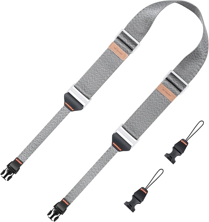 K&F CONCEPT 45mm Camera Neck Strap for Photographers Camera Strap Quick Release Clip Adjustable Sling Strap Compatible with Nikon Canon Sony Olympus DSLR Camera Silver