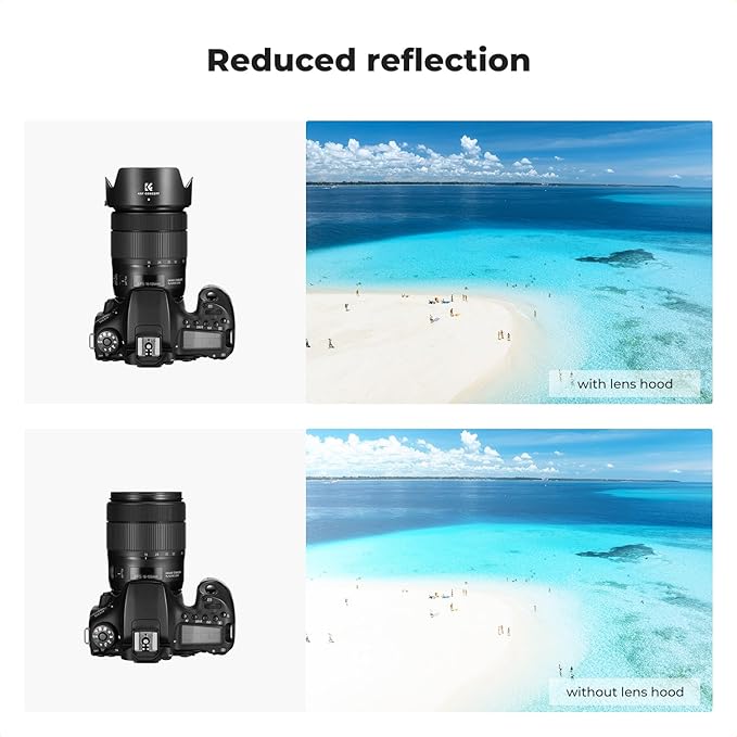 K&F CONCEPT Lens Hood Compatible with Canon RF 24-105mm F4-7.1 is STM,EF-S 18-135mm f/3.5-5.6 is USM Lens, Reversible Snap on Camera Lens Shade Replacement of EW-73D Hood