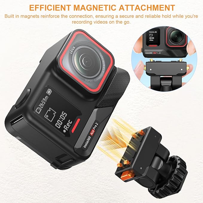 Cold Shoe Adapter Mount with Magnetic Quick Mount Holder, 160 Tilt Adjustable, Universal Action Camera Accessory for Insta360 Ace Pro2 / AcePro / Ace, with 1/4" Screw Hole
