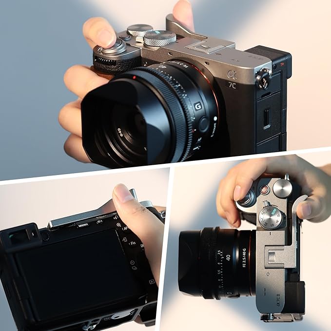 Haoge Metal Thumb Up Grip for Sony A7CII,a7CR,Camera Accessories Silver Hot Shoe Rest Hand THB-S7CR-S