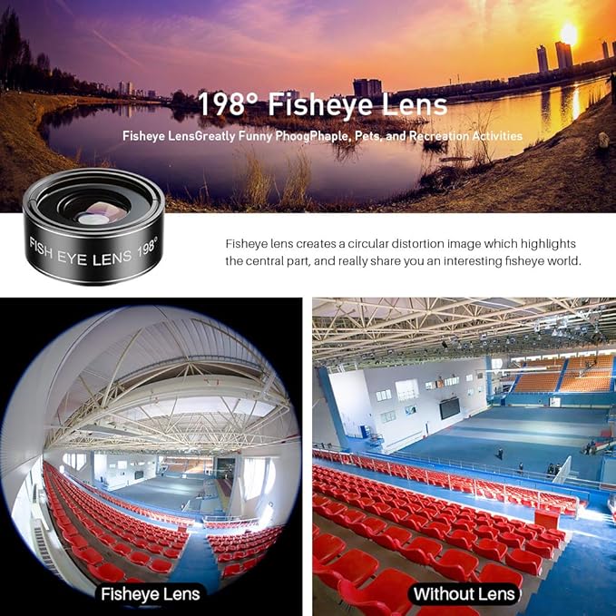 SHUTTERMOON Camera Lens Kit Smartphones/Pixel/Samsung/Android Phones Camera. 2xTele Lens ZoomLens+Fisheye Lens+0.36XSuper Wide Angle Lens & 20X Macro Lens CPL.Blue &Red Filter Filter