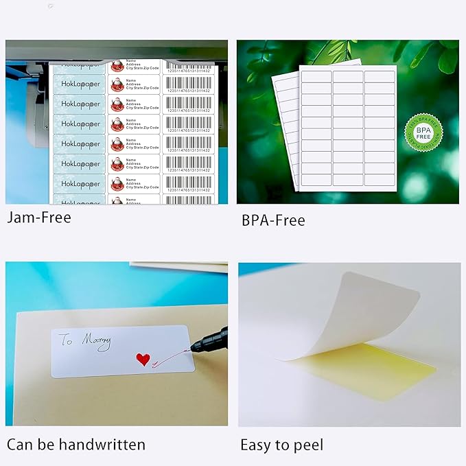 1" x 2-5/8" White Blank Mailing Address Labels, 15,000 Sticker Labels (500 Sheets), Laser/Inkjet Printer Compatible, Permanent Adhesive