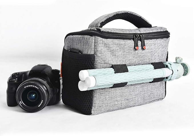 FOSOTO Compact SLR/DSLR Stylish Camera Bag Case Compatible for Nikon P900 B500 D3500 D5600 D7500, Canon EOS T6 T7i T5 4000D 80D, Sony A73 Mirrorless Camera Shoulder Case Waterproof Rain Cover (Gray)