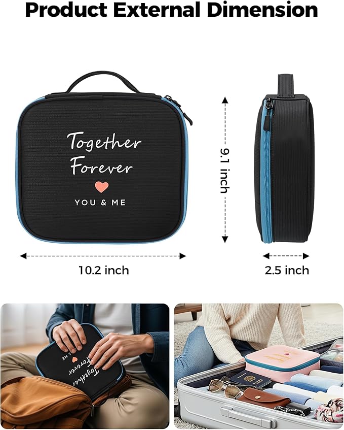 MATEIN Valentines Day Gifts for Couples, Mr and Mrs Gifts, Electronics Organizer Travel Case, 2-Pack Couple Cord Organizer Bag 2-in-1 Cable Storage Bag for Tech Accessories and Makeup