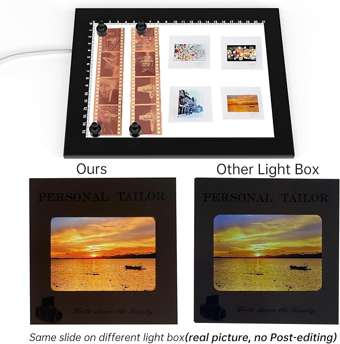 Magnetic Slide Viewer 8”x6” Light 5600K Ultra-Thin 10 Levels Adjustable Brightness Backlight for Slides and 35mm Film Negative Scanning