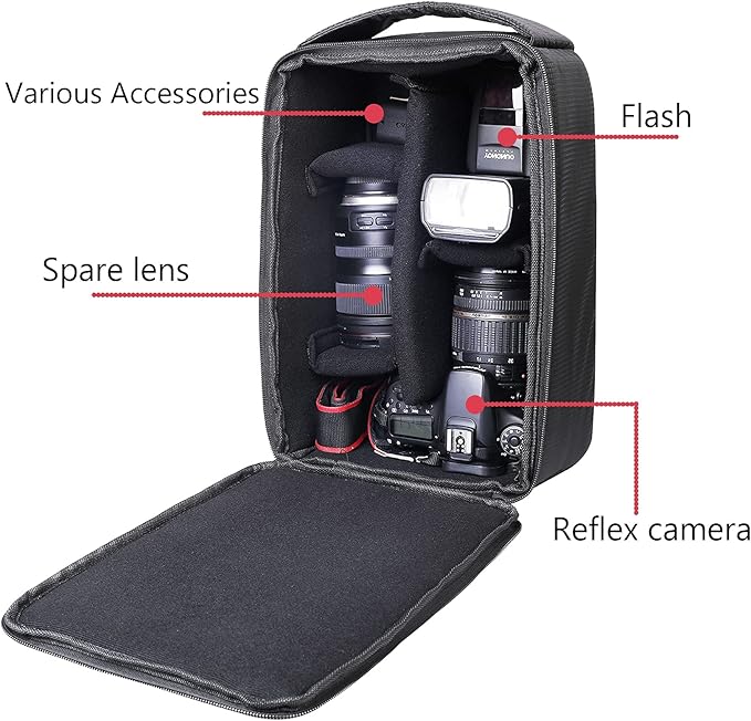 Roomy Camera Protective Bag Insert Waterproof Lens Pouch Shockproof DSLR SLR Carrying Case with Thicken Partition Padded Liner for Sony Canon Nikon Camera Flash Light & Accessories
