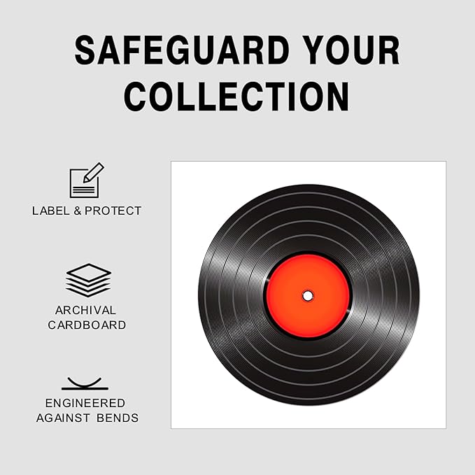 10PCS 12-Inch Picture Disc Vinyl Jackets, 350gsm White Cardboard Jackets with Extra Large Center Hole, Blank LP Album Covers for Outer Sleeves & Full Artwork Display, Durable Protection