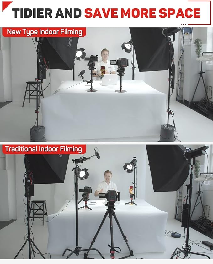 IFOOTAGE Round Base Monopod A300, 60" Camera Tripod Monopod Aluminum Studio Camera Stand with 1/4'' & 3/8'' Screw/Light Adapter for Camera, Tripod Head, RingLight, Streaming, Interview, Payload 22lb