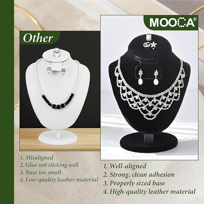 MOOCA 3 Pcs Set Black Velvet Combination Display Jewelry Stand Bust for Necklaces, Earrings, Rings, Jewelry Display For Vendors