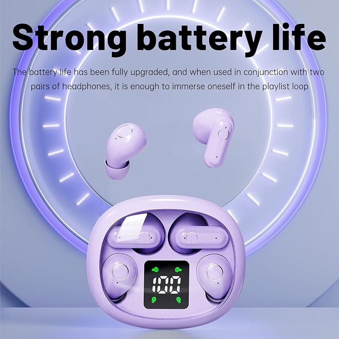 Wireless Bluetooth Headset，Tiny Size Invisible Earbuds，Sleep and Sports Earphones Set, 2 Pairs, Mini and Short Handle Design，for Work Sport Sleeping ﻿ ﻿ (Purple)