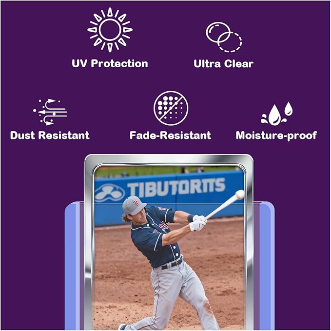 50ct 3"X4" Card Sleeves Hard Plastic - 180pt Hard Card Sleeve, Baseball Card Protectors Hard Plastic, Premium Card Sleeves for Trading Cards, Hard Card Holder for Sports Baseball Football Game Cards